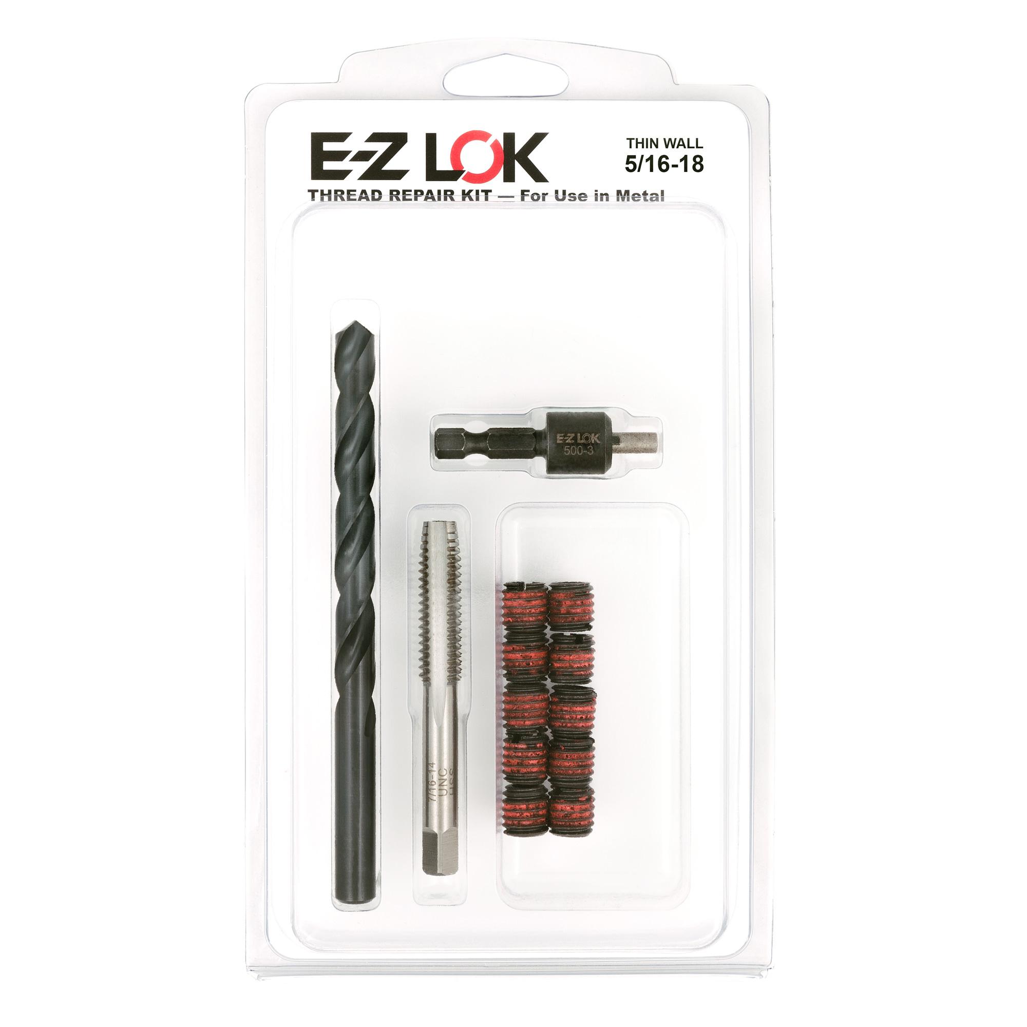 0.844 Installed Length Pack of 5 E-Z Lok EK31315 Helical Threaded Insert Kit 304 Stainless Steel 9/16-18 Thread Size 