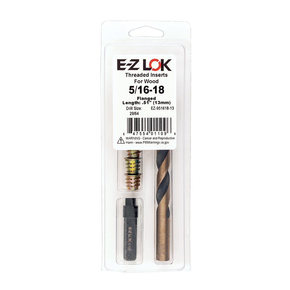 E-Z Lok EK21120 Helical Threaded Insert Kit Pack of 5 304 Stainless Steel 0.875 Installed Length 7/16-14 Thread Size 